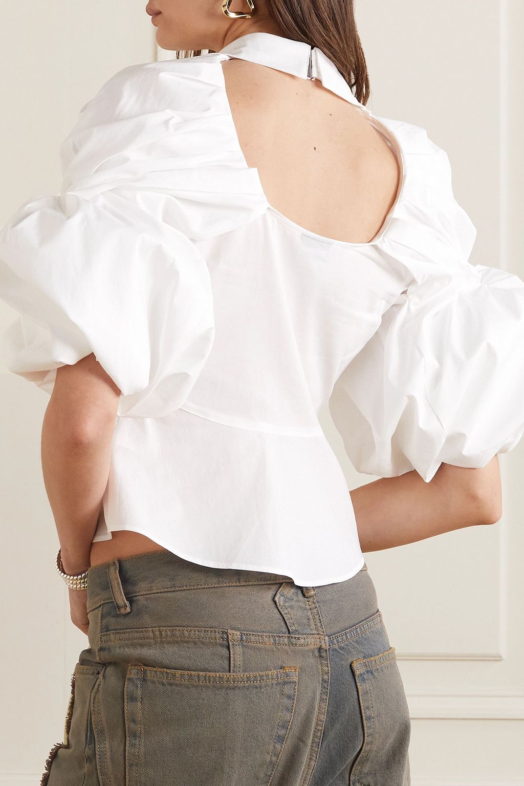 JACQUEMUS Cutout cotton-blend poplin shirt