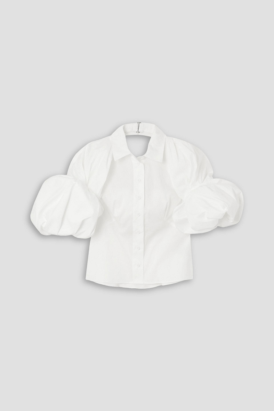 Jacquemus Maraca Cutout Stretch-cotton Poplin Shirt In White