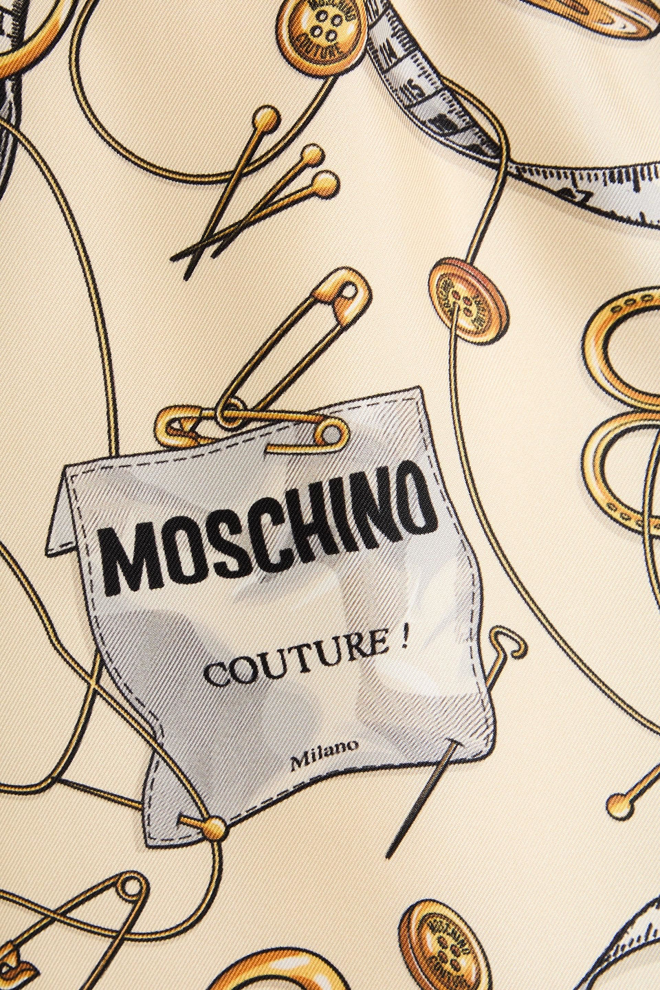 Moschino Printed Silk-twill Shorts In Cream