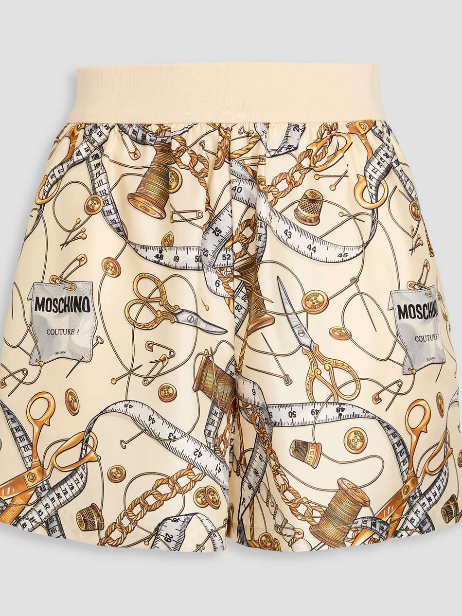 printed silk-twill shorts