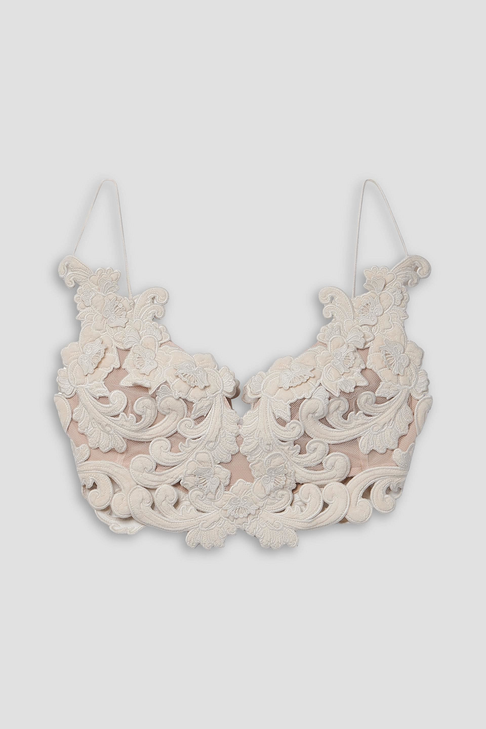 Zimmermann Sensory Velvet Lace Bodice Top In Ivory