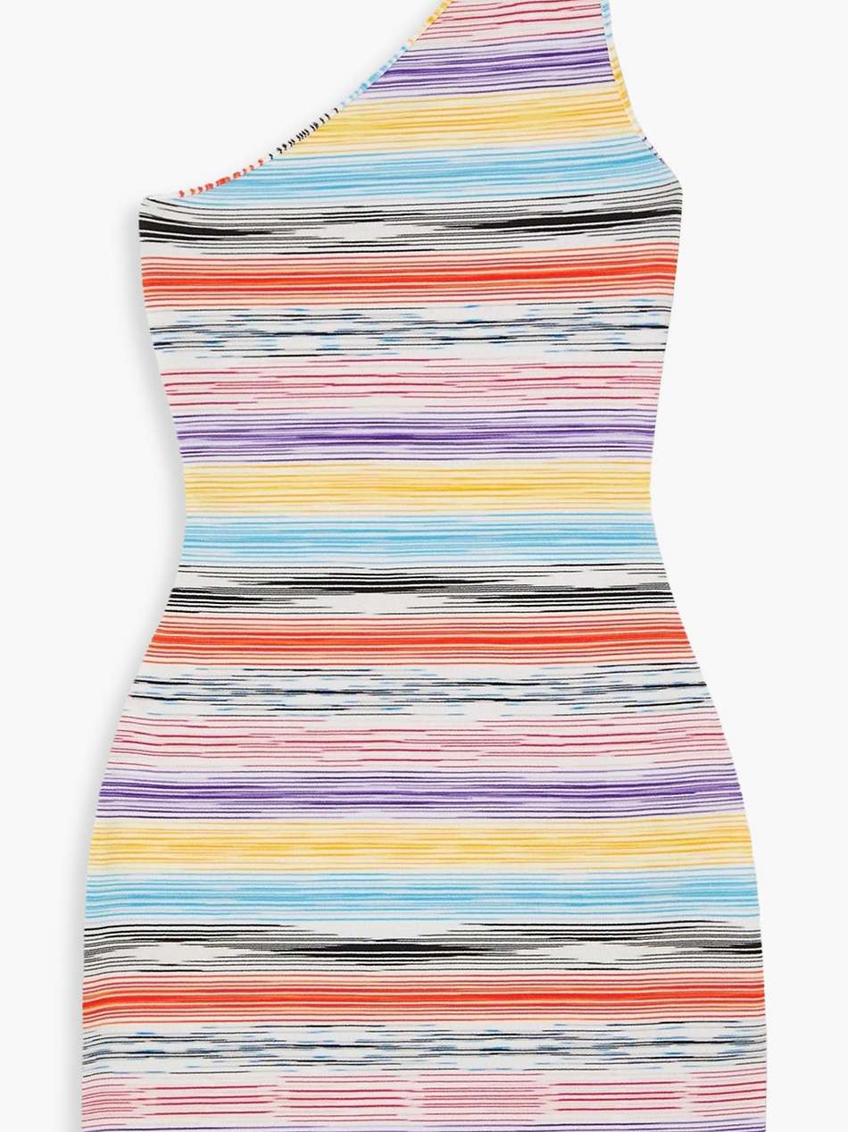 one-shoulder space-dyed knitted mini dress