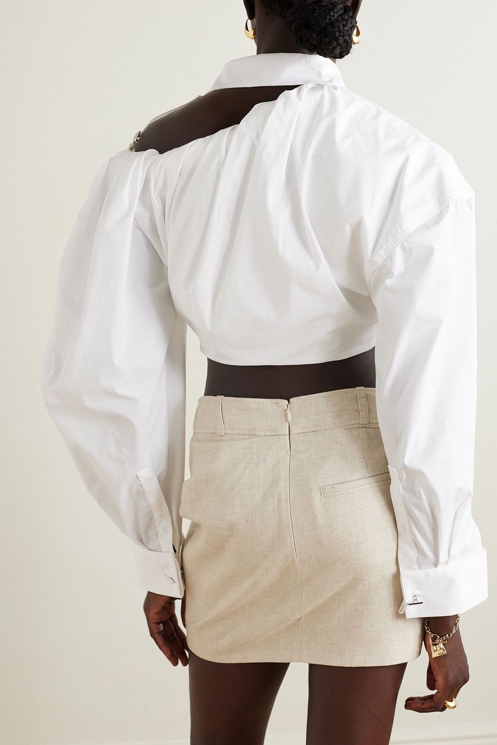 JACQUEMUS Galliga asymmetric cutout cotton-blend poplin shirt