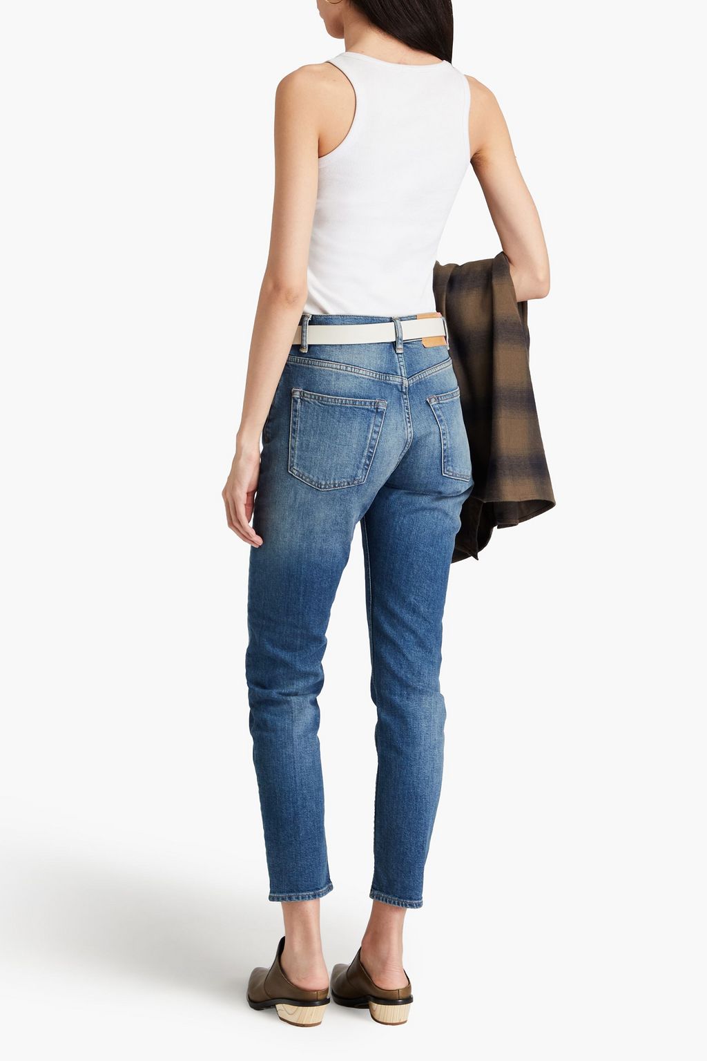 ACNE STUDIOS BLÅ KONST جينز بأرجل ضيقة وخصر عالٍ ولون باهت