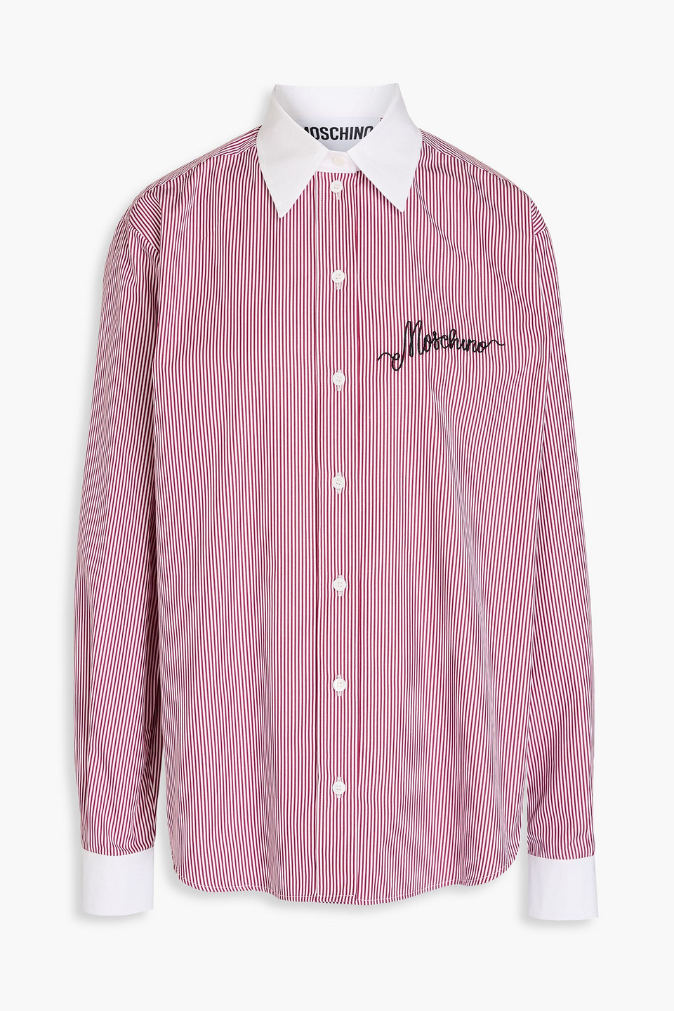 Moschino Striped Cotton-poplin Shirt In Burgundy