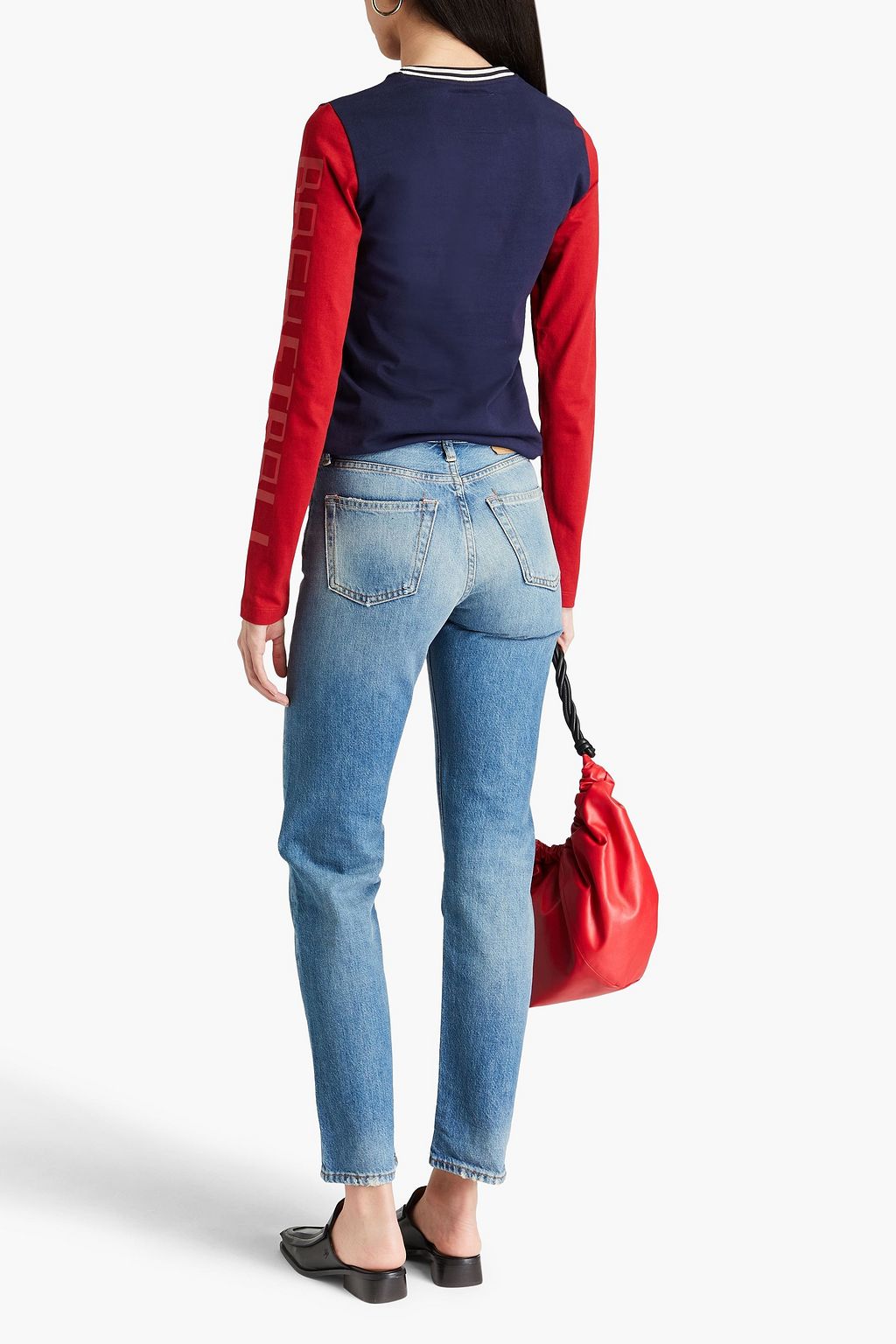 ACNE STUDIOS BLÅ KONST جينز بأرجل مستقيمة وخصر مرتفع