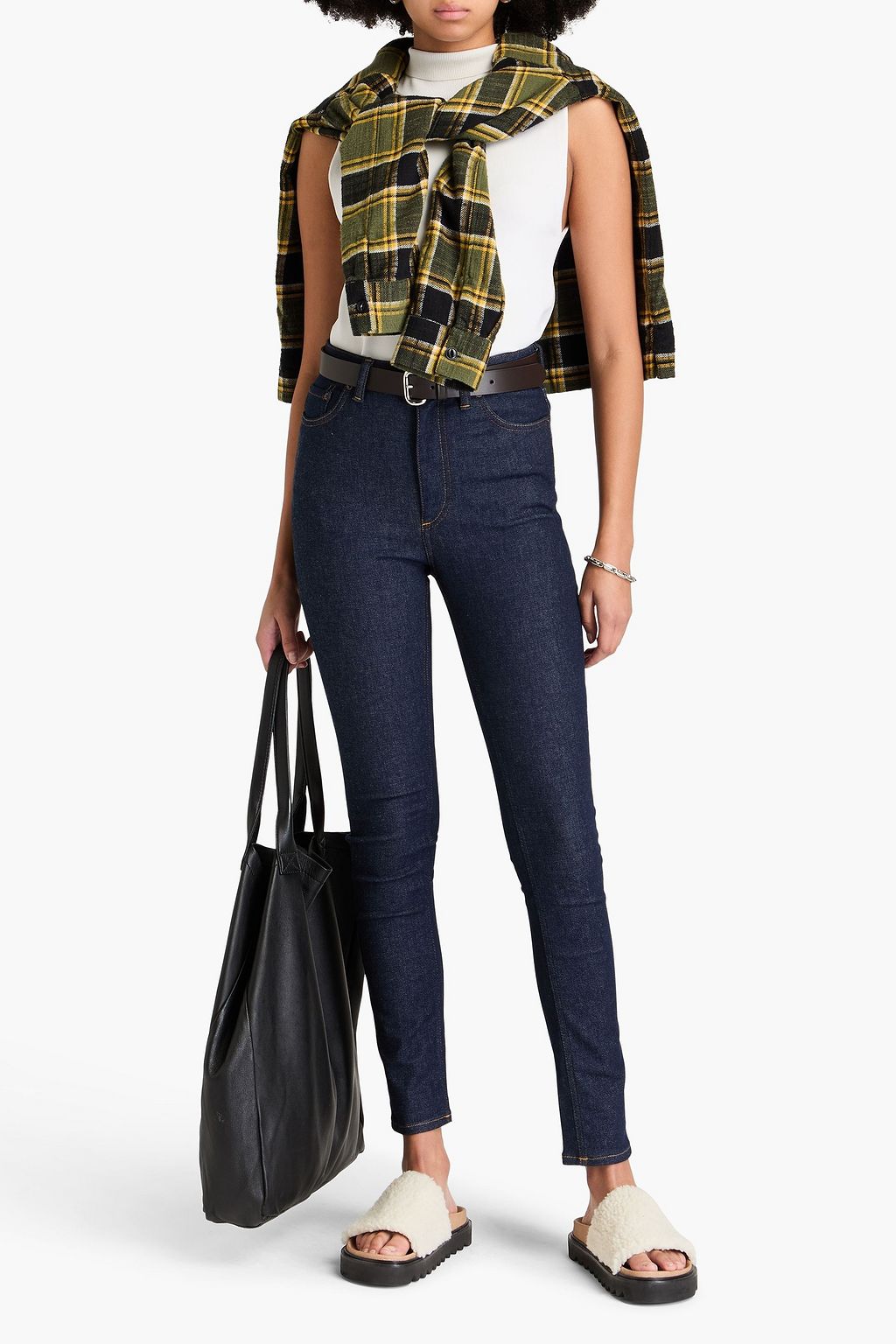 ACNE STUDIOS BLÅ KONST جينز بأرجل ضيقة وخصر مرتفع