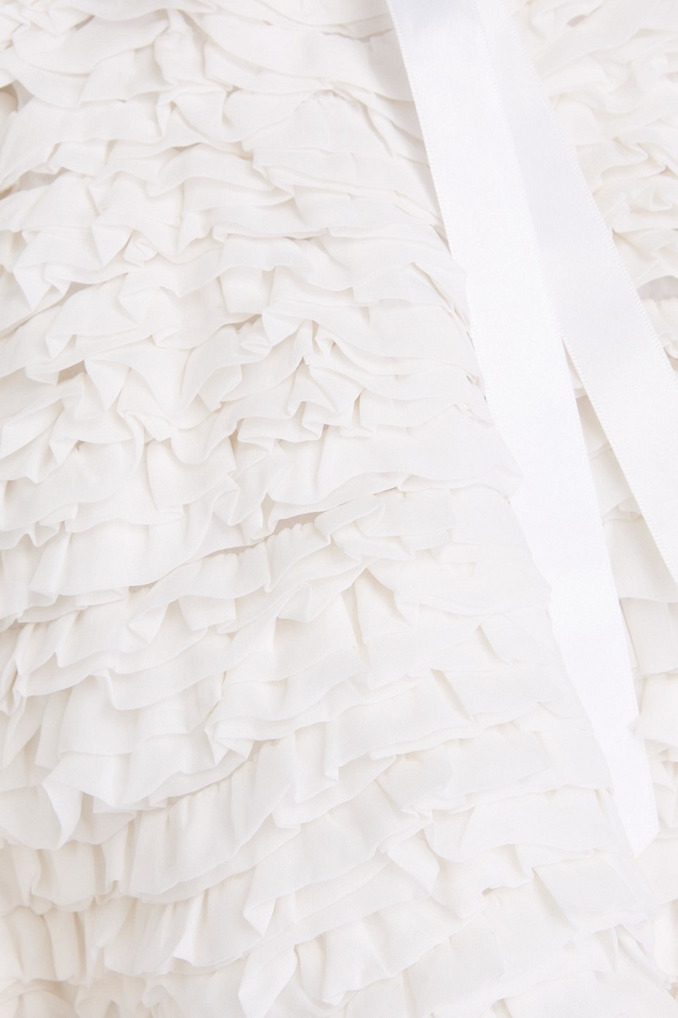 Alice And Olivia Cropped Ruffled Georgette Jacket In Off-white