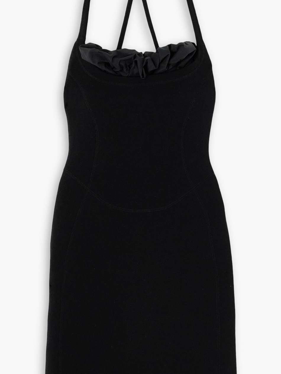 croissant ruffled taffeta and stretch-knit mini dress