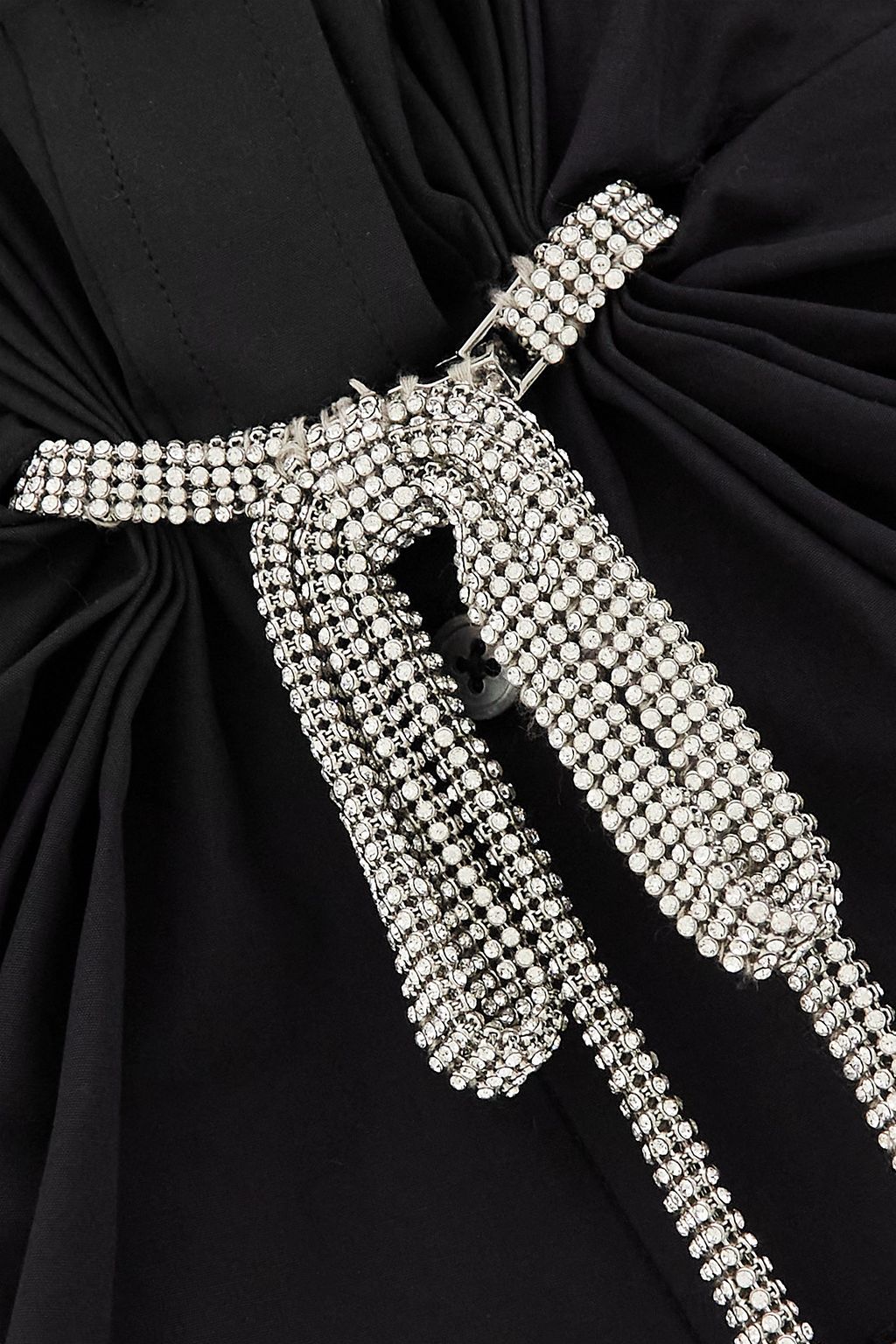 ALEXANDER WANG Mini-Hemdblusenkleid aus Baumwollpopeline mit Raffung und Kristallen