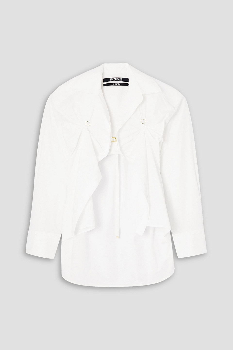 Jacquemus La Chemise Amaro Draped Poplin Shirt In White