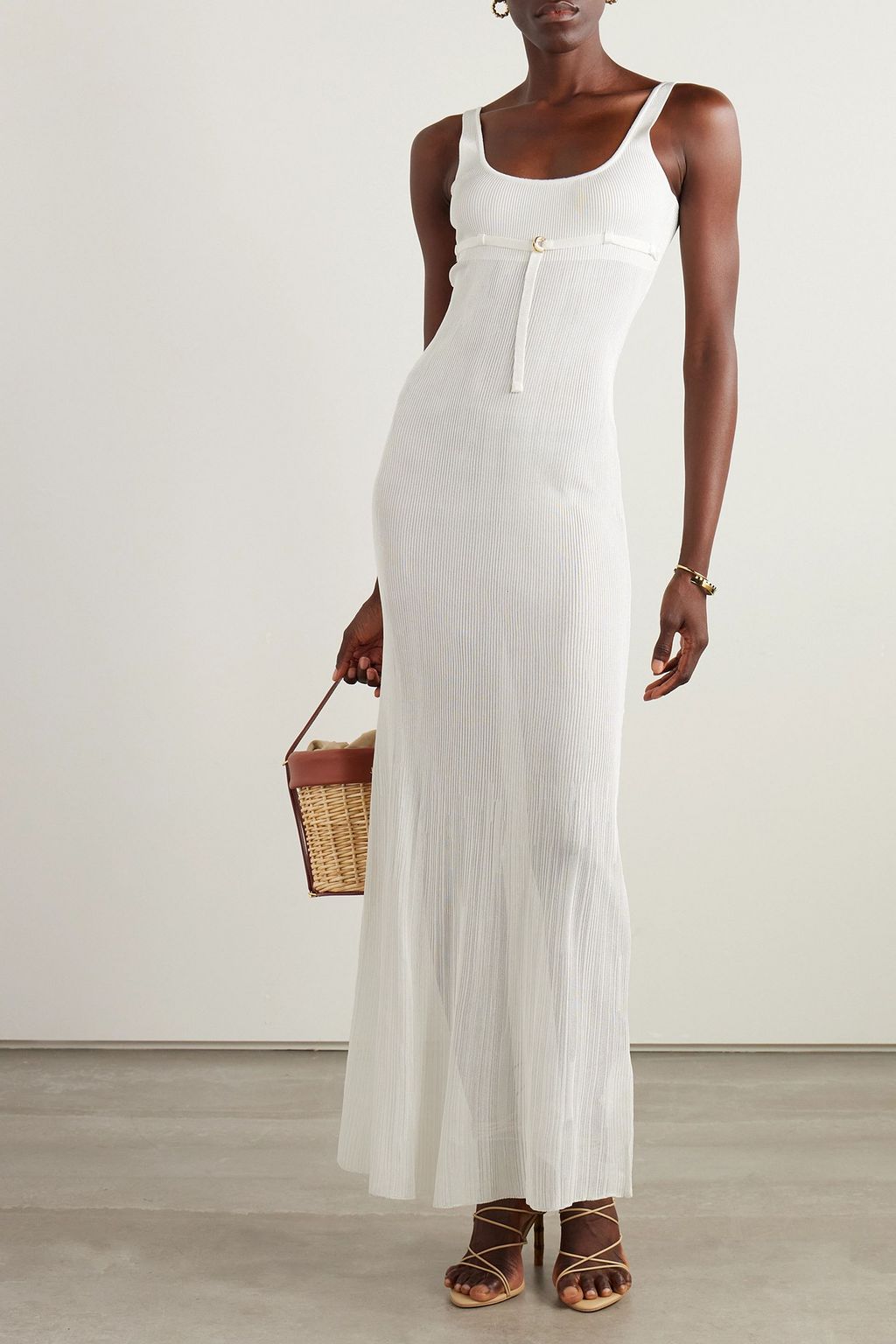 JACQUEMUS Oranger ribbed-knit maxi dress