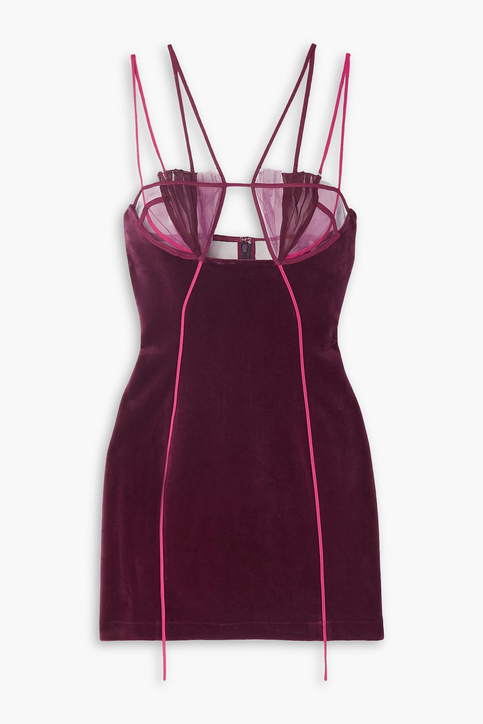 Nensi Dojaka Cutout Tulle-trimmed Velvet Mini Dress In Purple