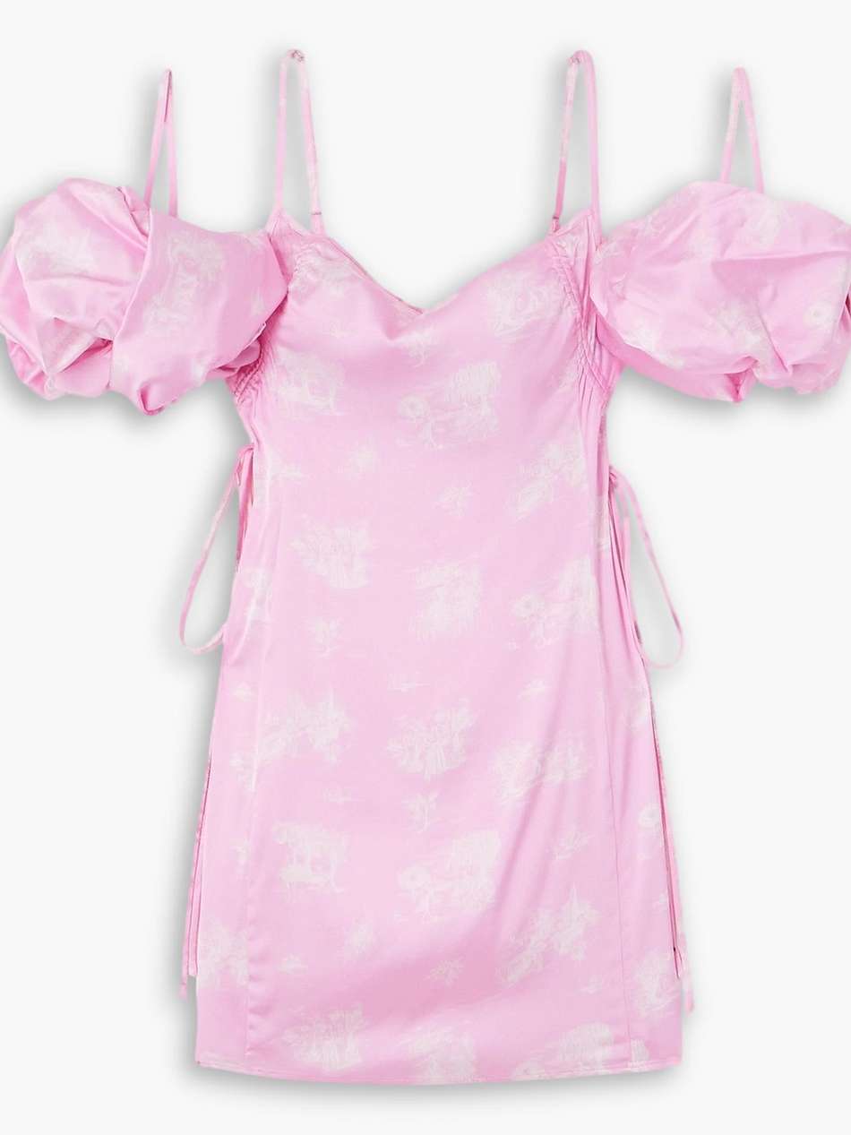 chouchou convertible printed satin mini dress