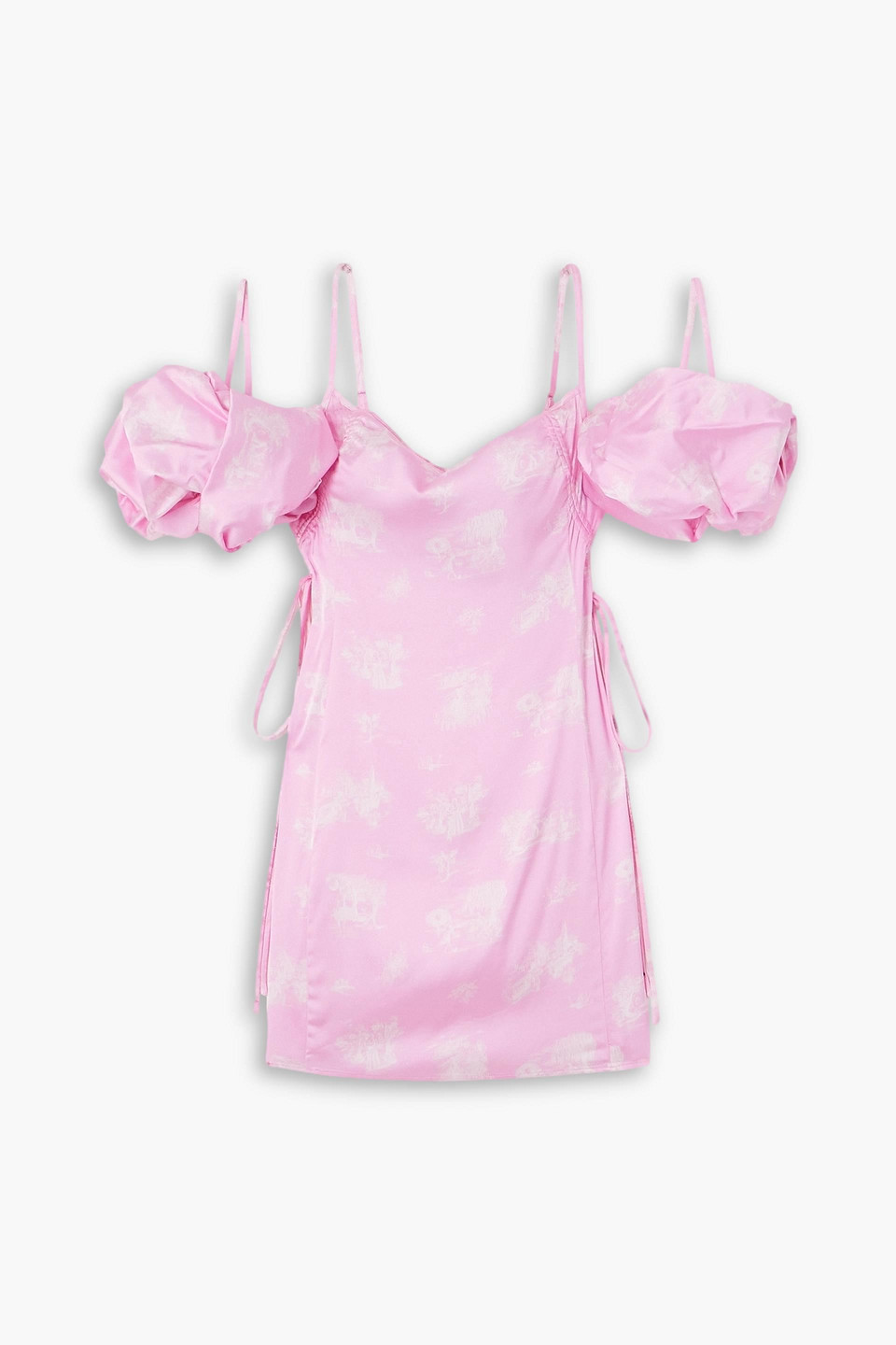 Shop Jacquemus Chouchou Convertible Printed Satin Mini Dress In Baby Pink
