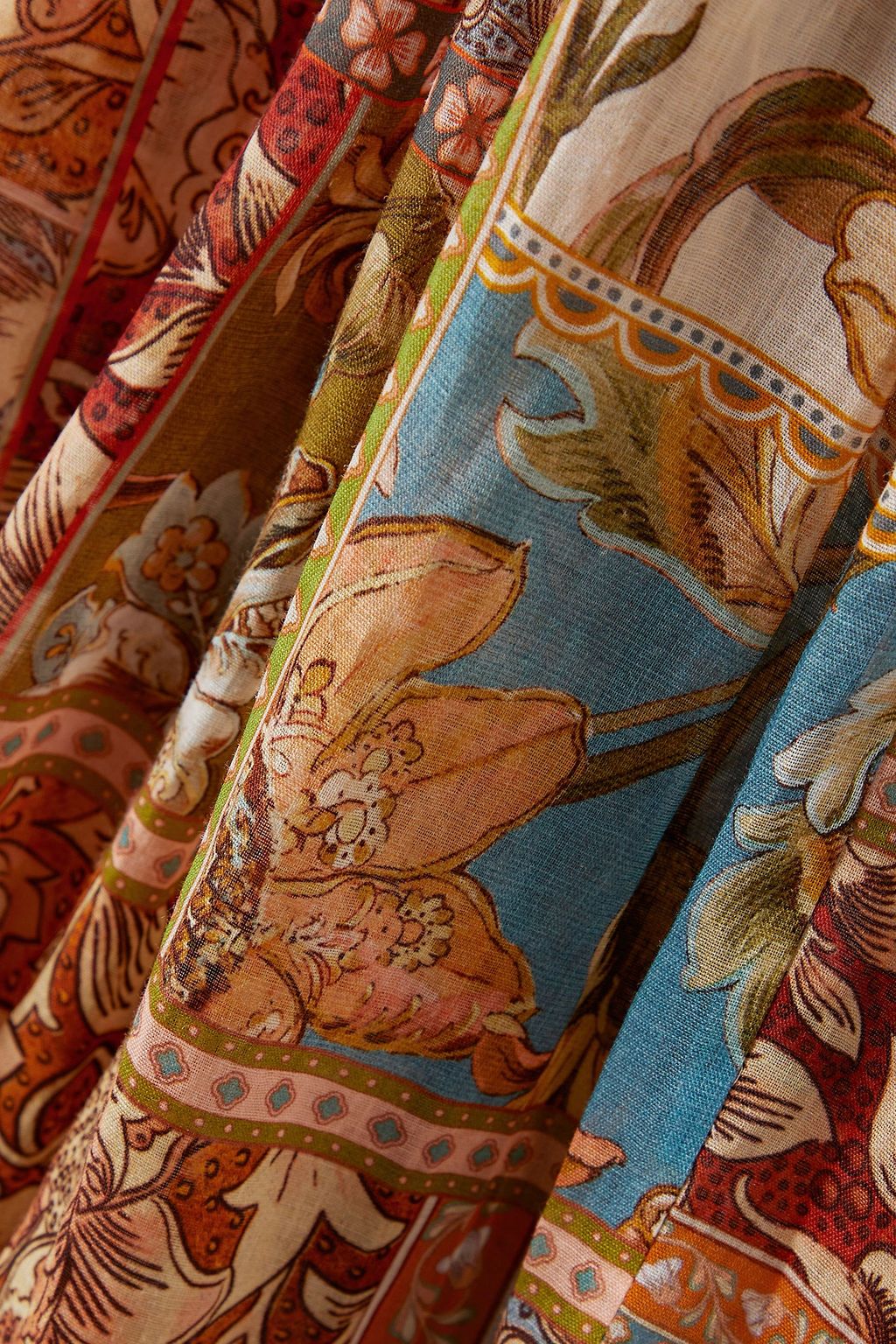 ZIMMERMANN فستان Chintz قصير من الرامي  بطبعات مع حاشية من الكروشيه