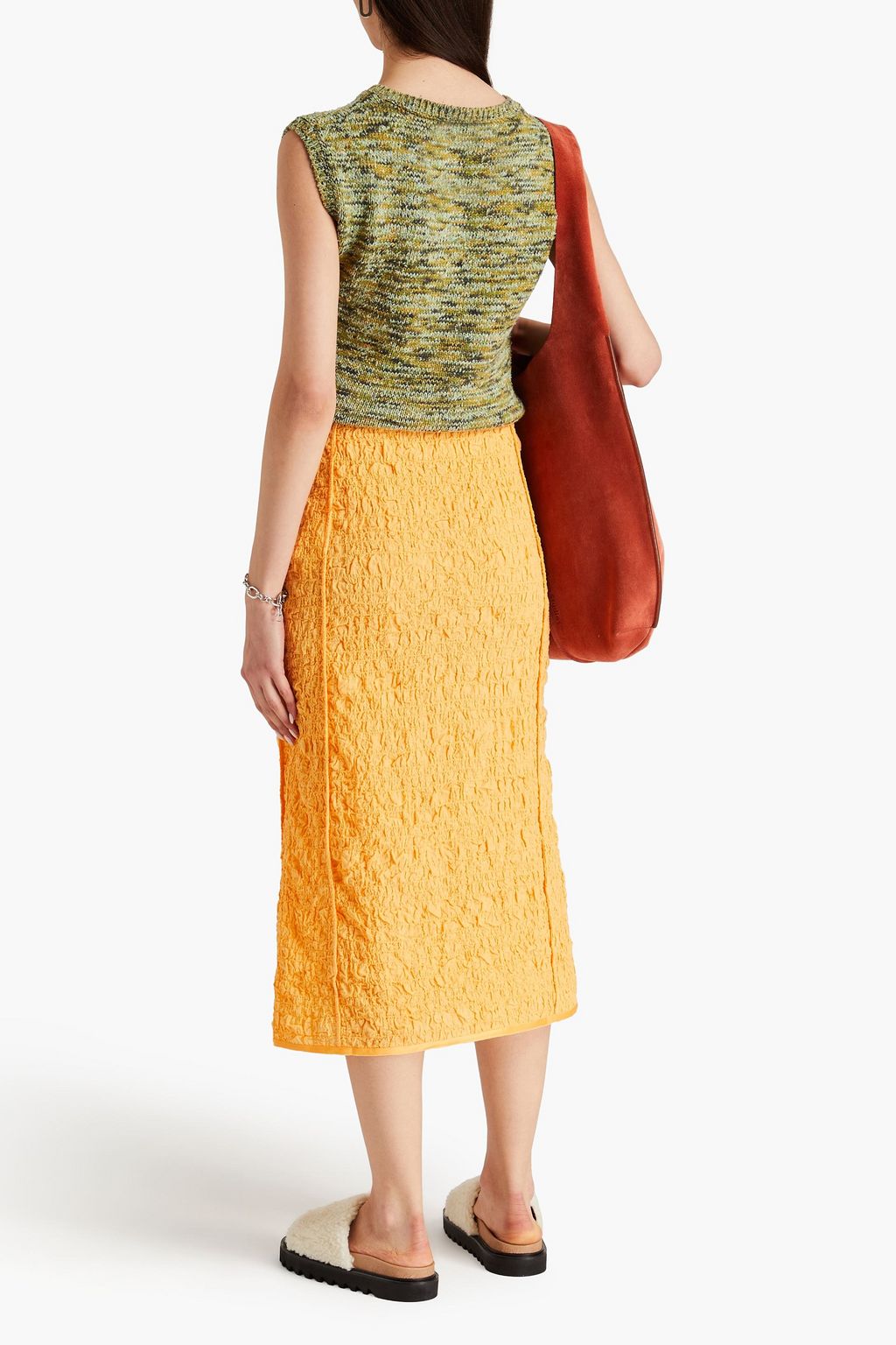 ACNE STUDIOS تنورة متوسطة الطول من مزيج القطن المجعّد