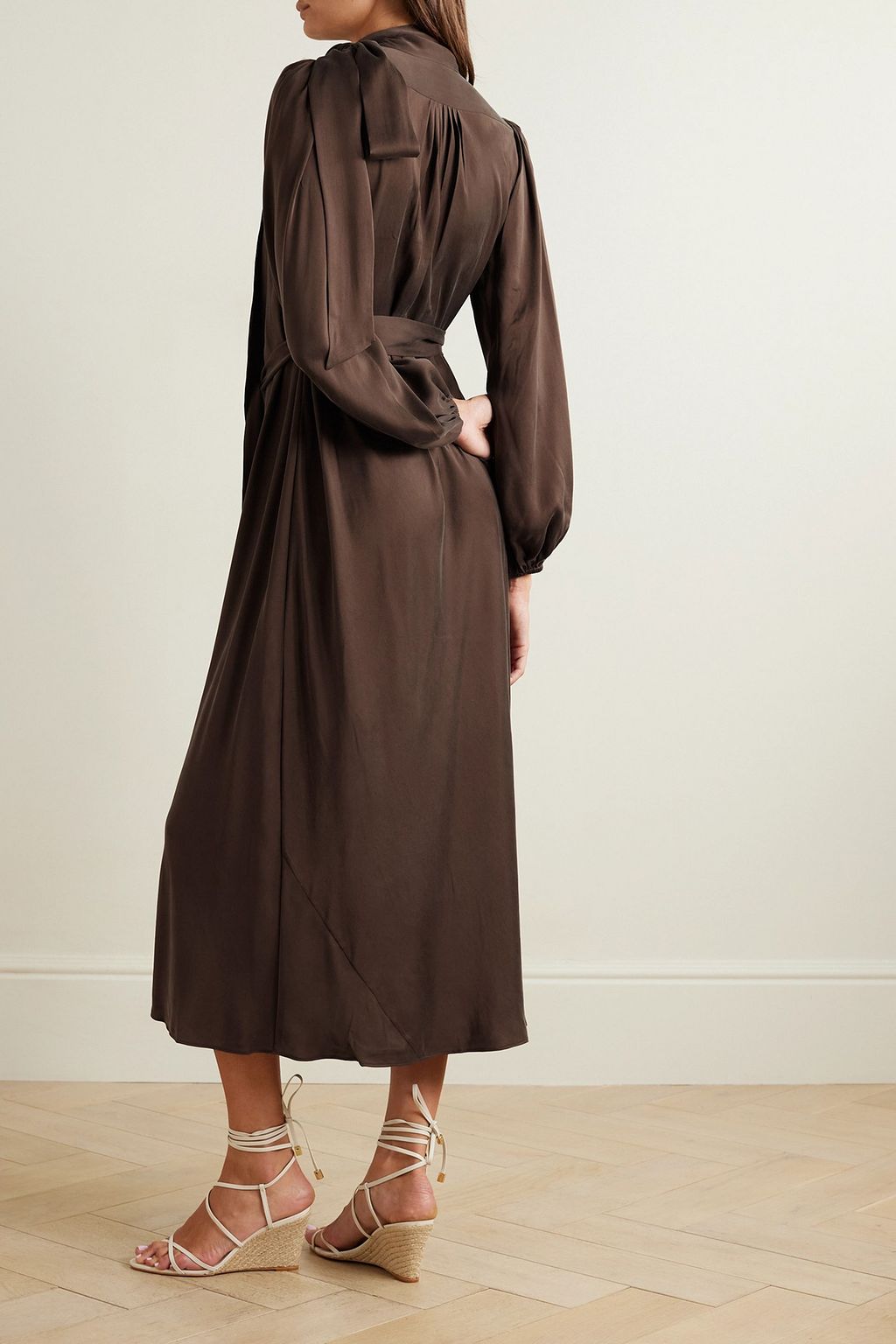 ZIMMERMANN Pussy-bow silk-satin midi dress