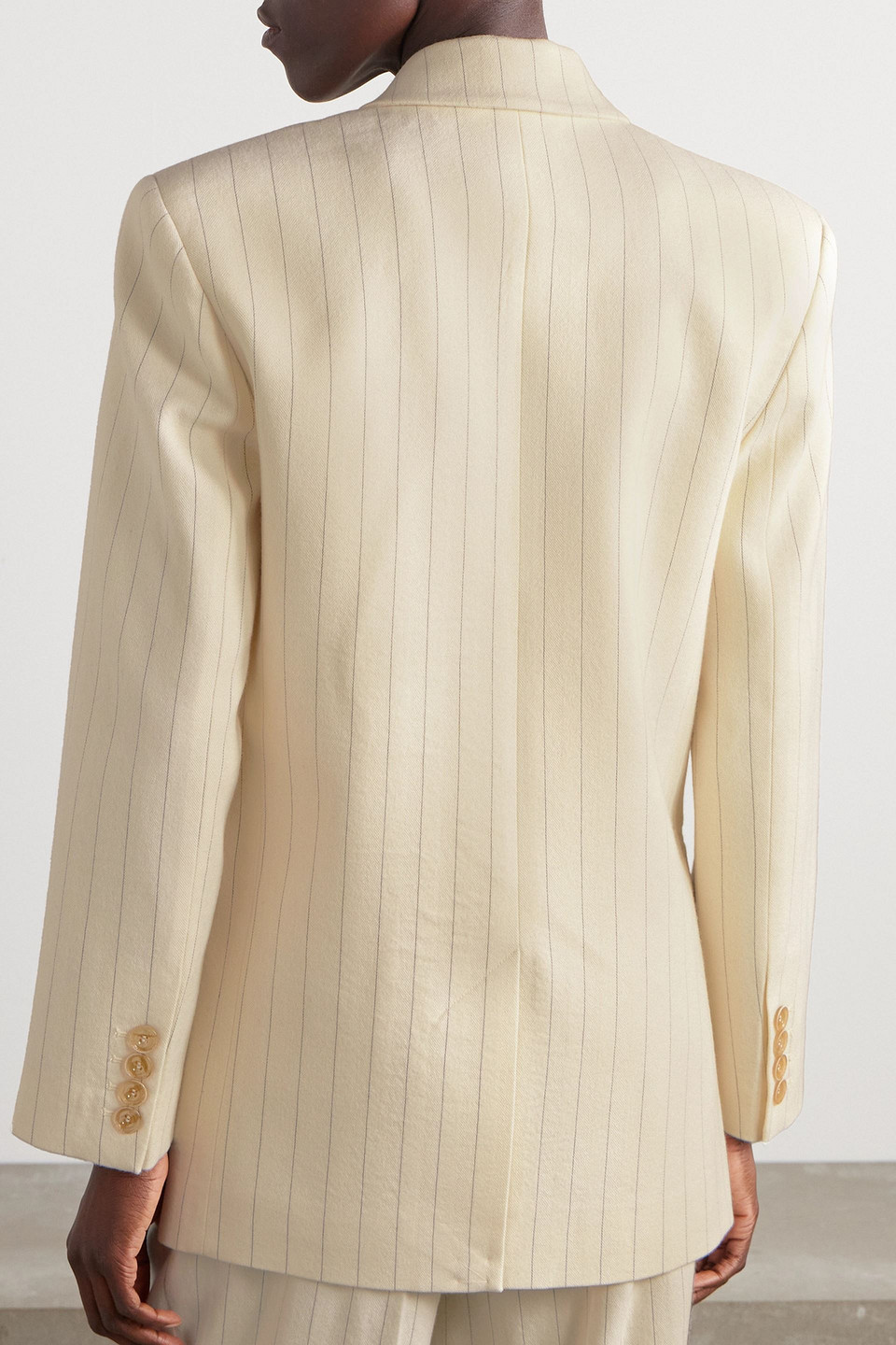 Zimmermann Luminosity Oversized Double-breasted Pinstriped Wool And Cotton-blend Blazer In Creme