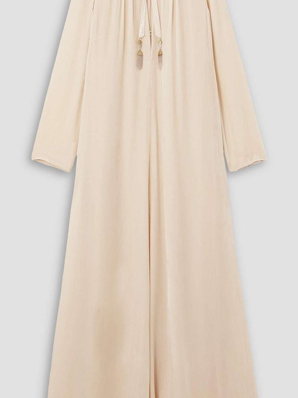 lyrical bead-embellished velvet maxi dress