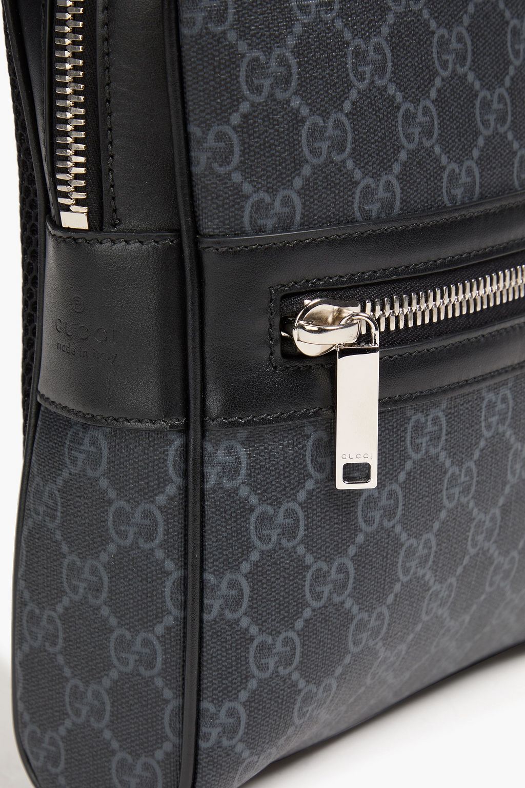 GUCCI GG Supreme leather-trimmed logo-print coated-canvas backpack