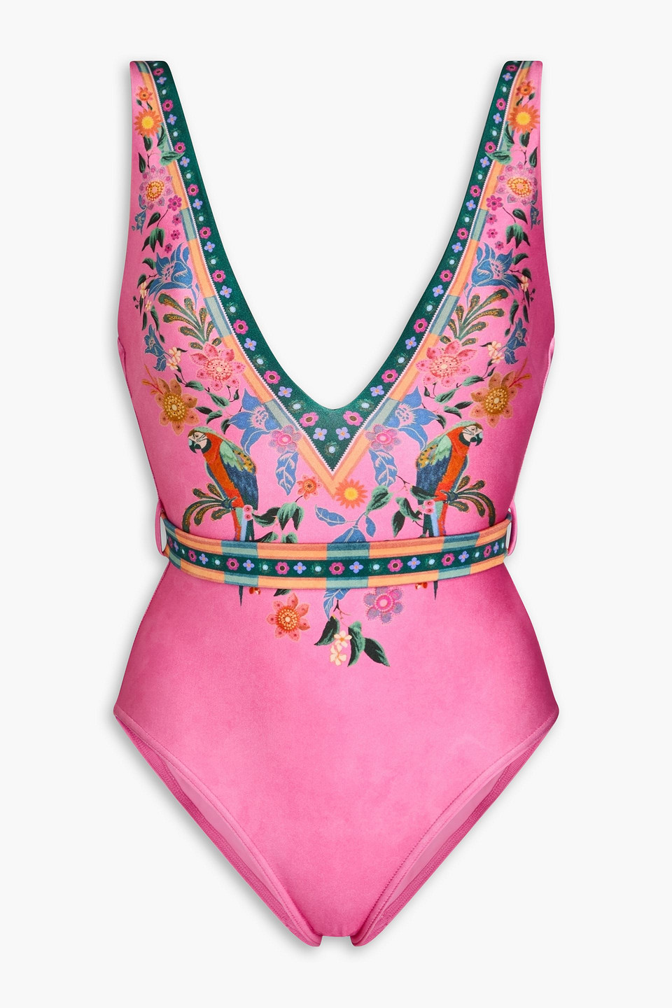 Zimmermann Belted Printed Swimsuit In Pink