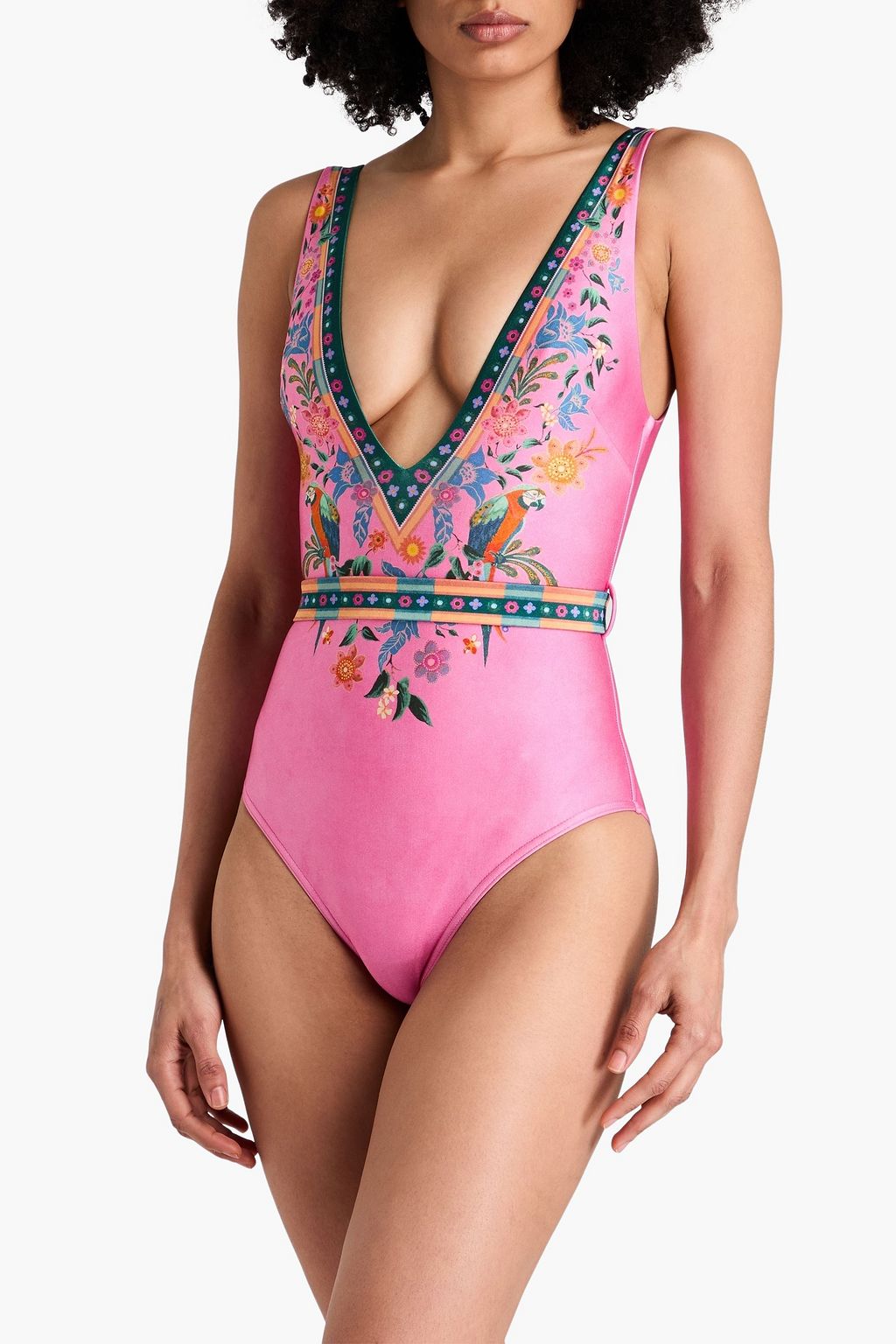 ZIMMERMANN Belted printed swimsuit