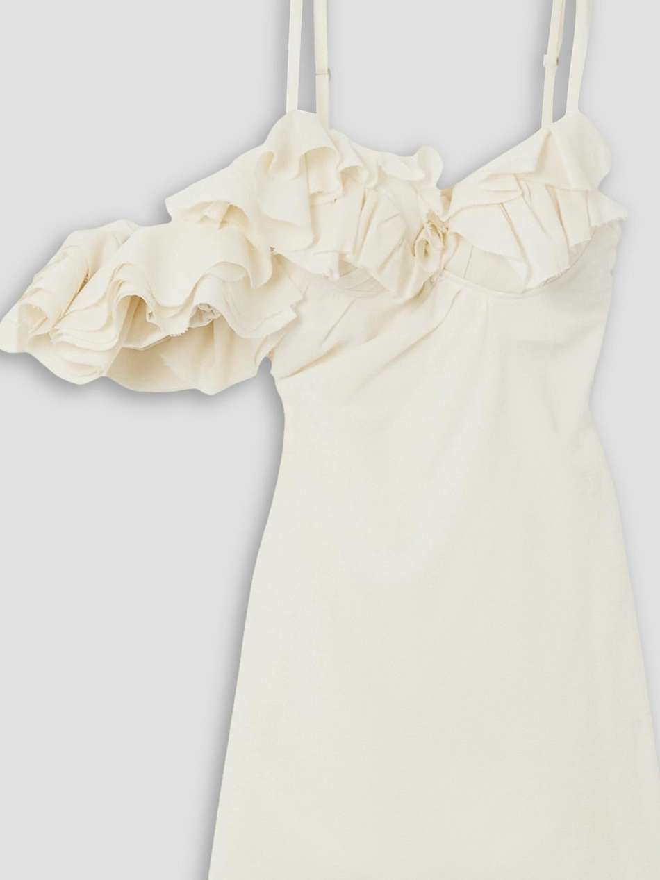 duna ruffled grain de poudre-trimmed wool-blend mini dress