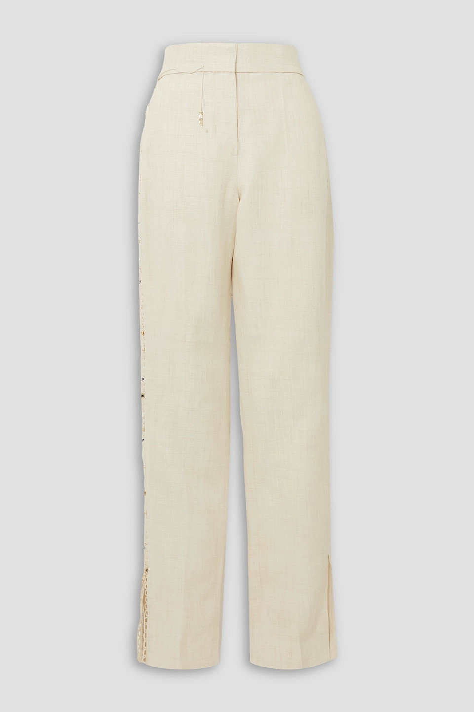 JACQUEMUS LACE-UP LINEN-BLEND STRAIGHT-LEG PANTS