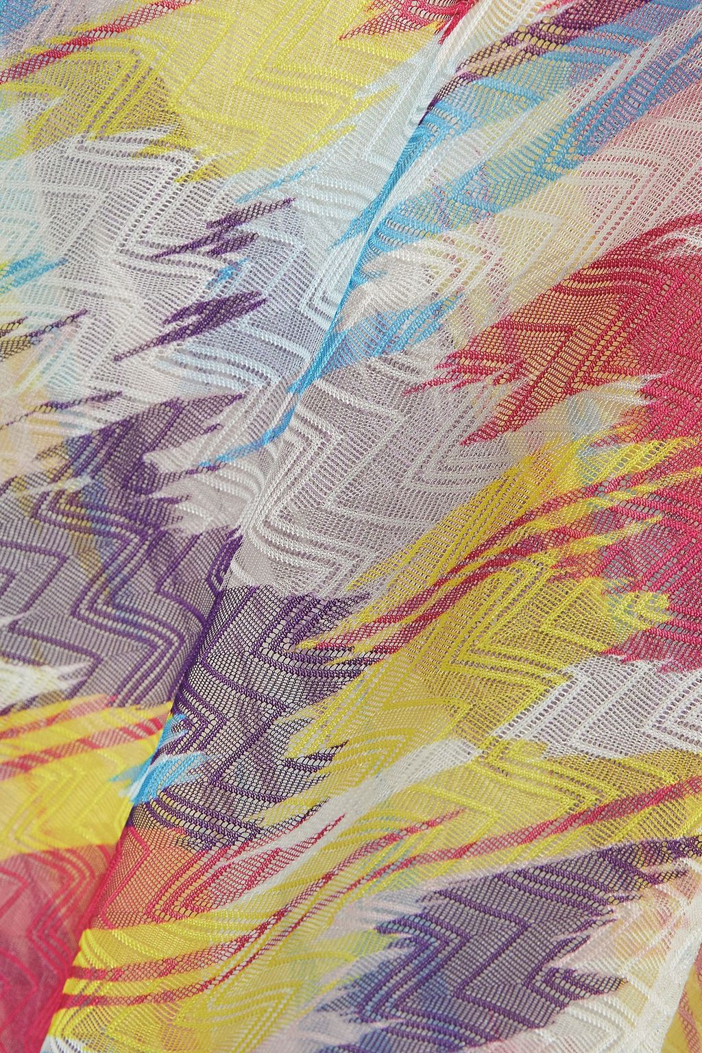 MISSONI فستان متوسط الطول بكتف واحدة وألوان متداخلة بحبكة الكروشيه