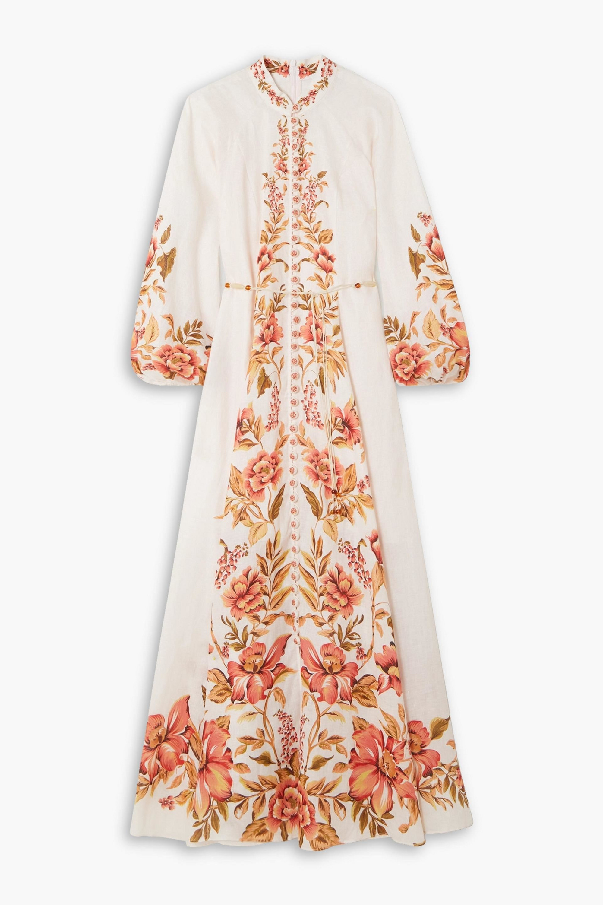Zimmermann Vacay Billow belted floral-print linen maxi dress