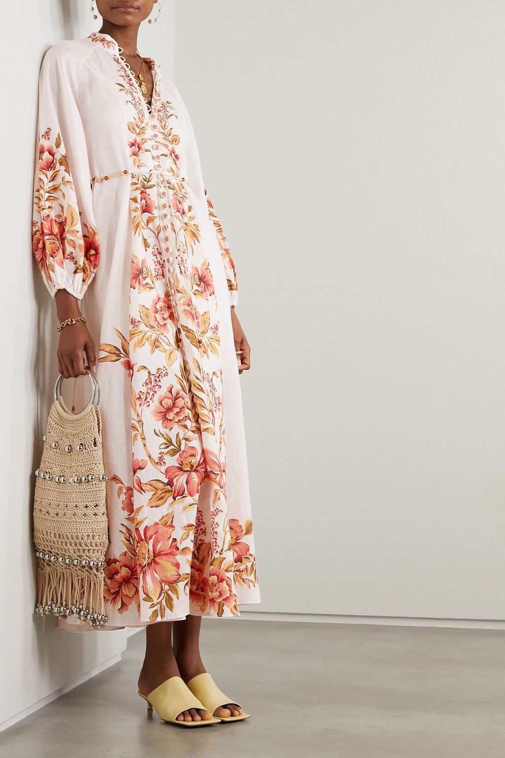 ZIMMERMANN Vacay Billow belted floral-print linen maxi dress
