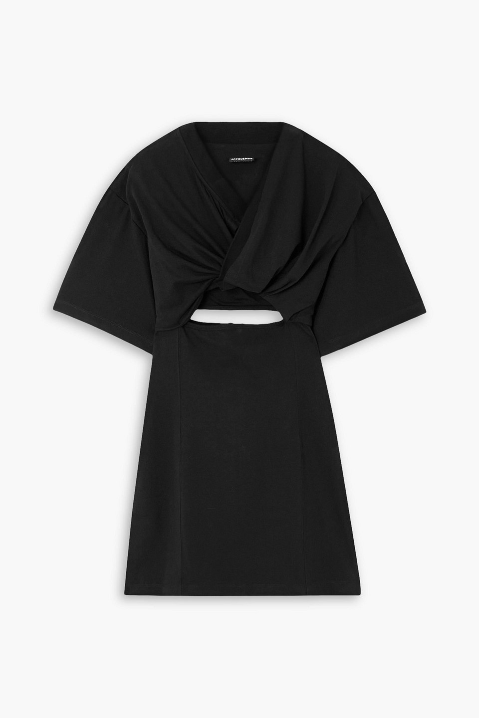 Jacquemus Bahia Twist-front Cutout Cotton-twill Mini Dress In Black