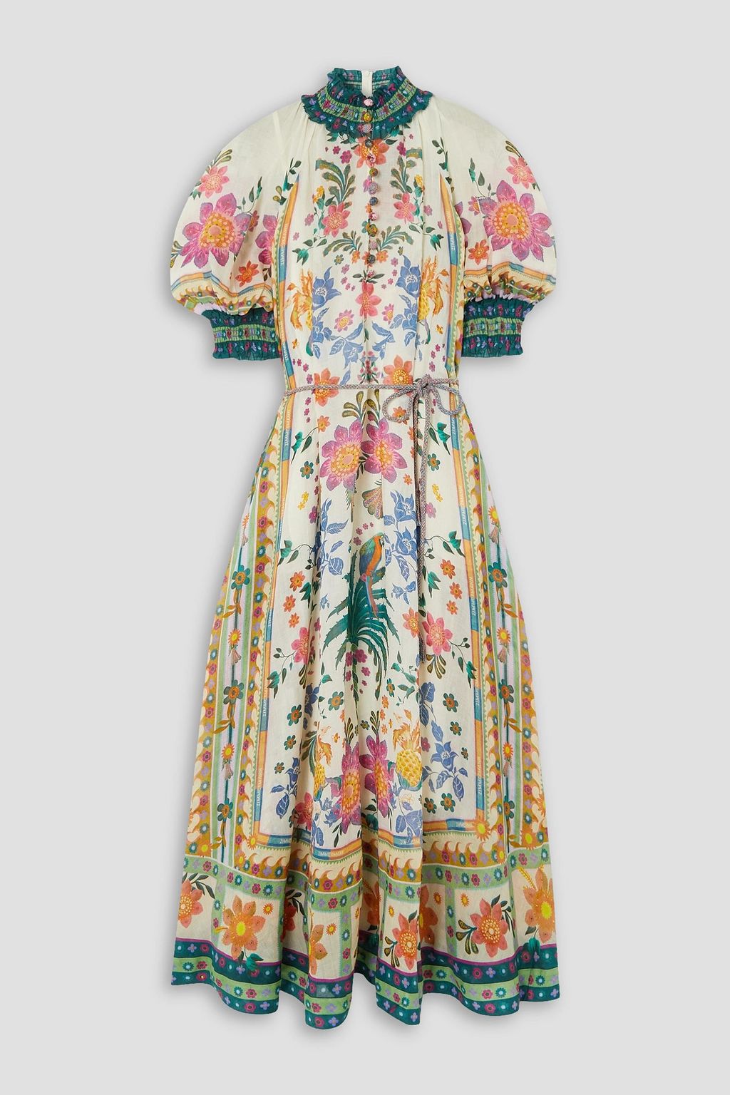 ZIMMERMANN Ginger Swing belted floral-print ramie-voile maxi