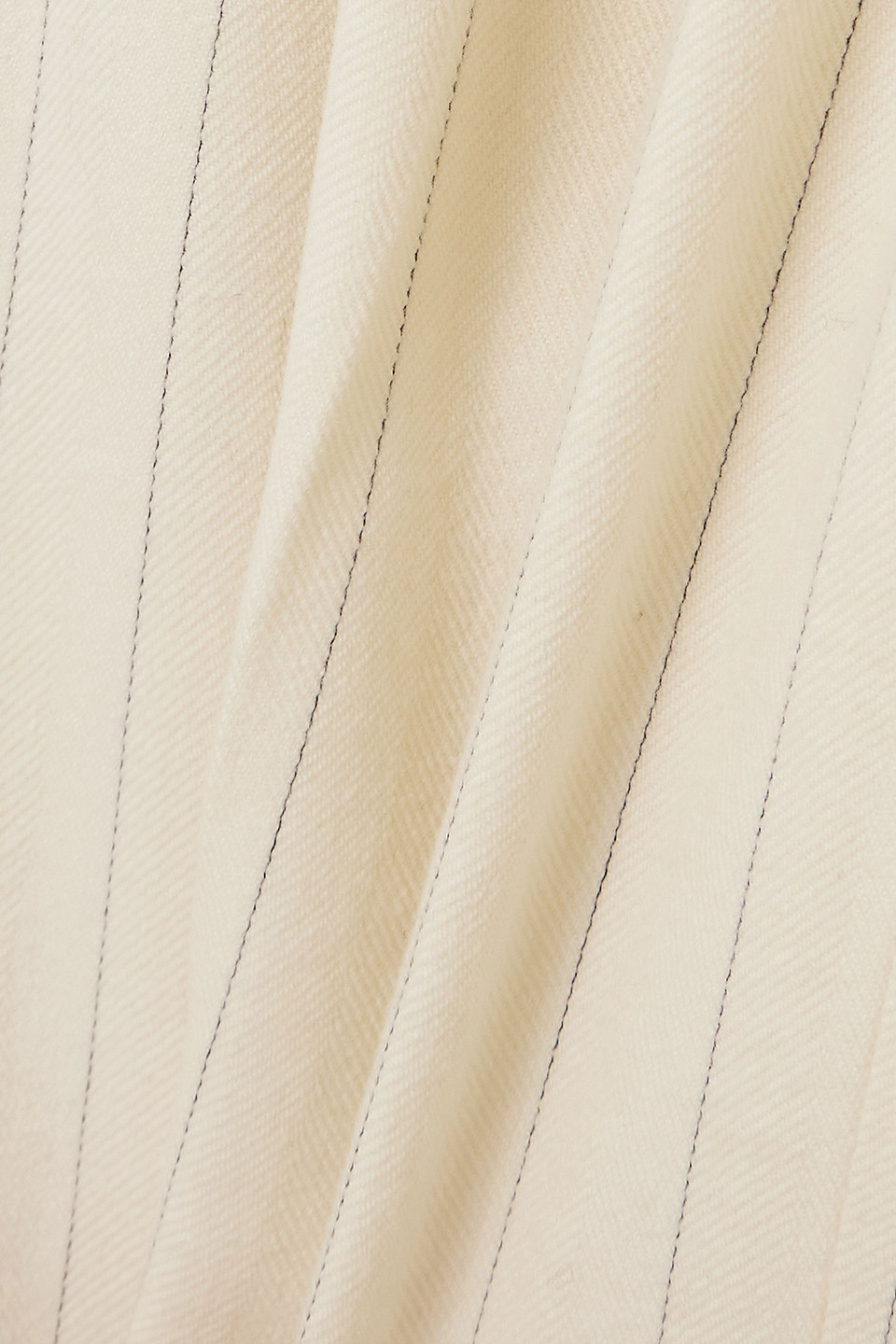 Zimmermann Pleated Pinstriped Herringbone Wool And Cotton-blend Wide-leg Pants In Cream