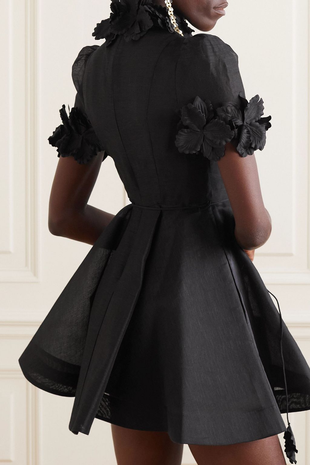 ZIMMERMANN Appliquéd linen and cotton-blend mini dress
