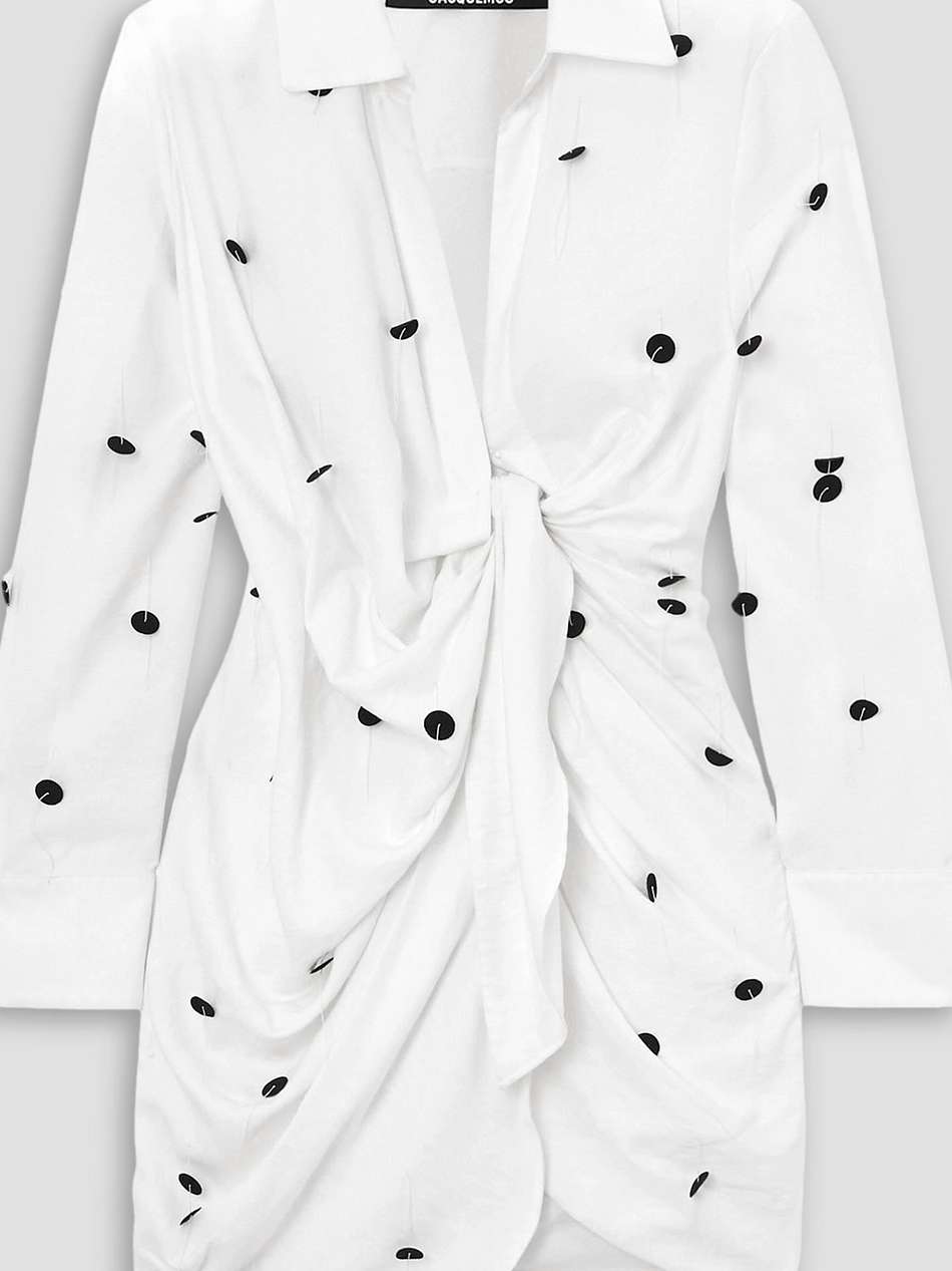 bahia brodée twist-front embellished twill mini dress