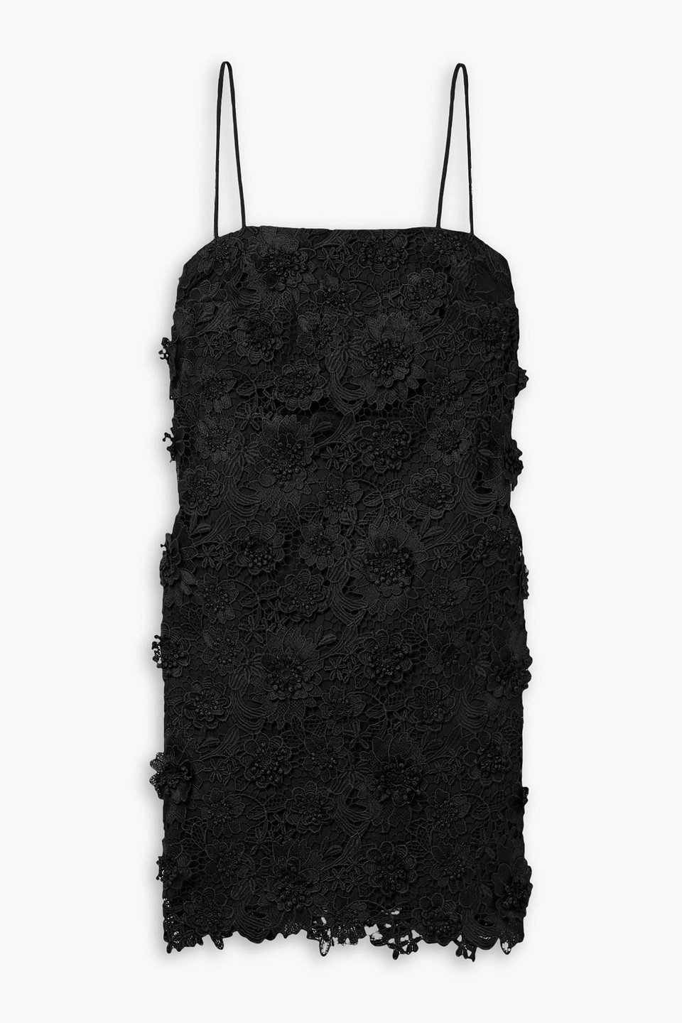Zimmermann Raie Lace Flower Mini Dress In Black In Schwarz
