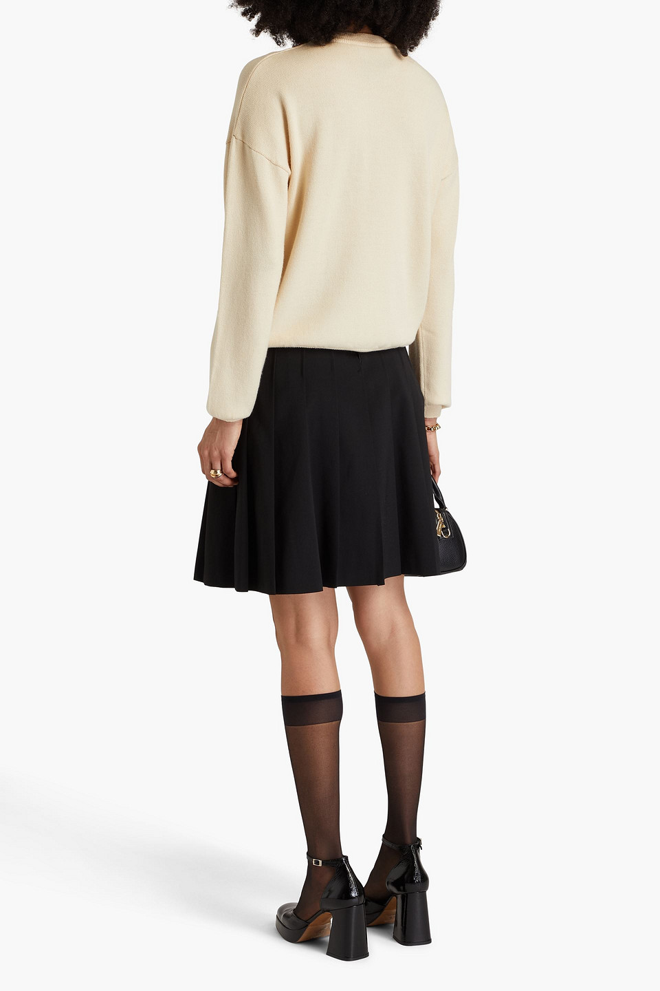 Moschino Metallic Intarsia Wool Sweater In Beige