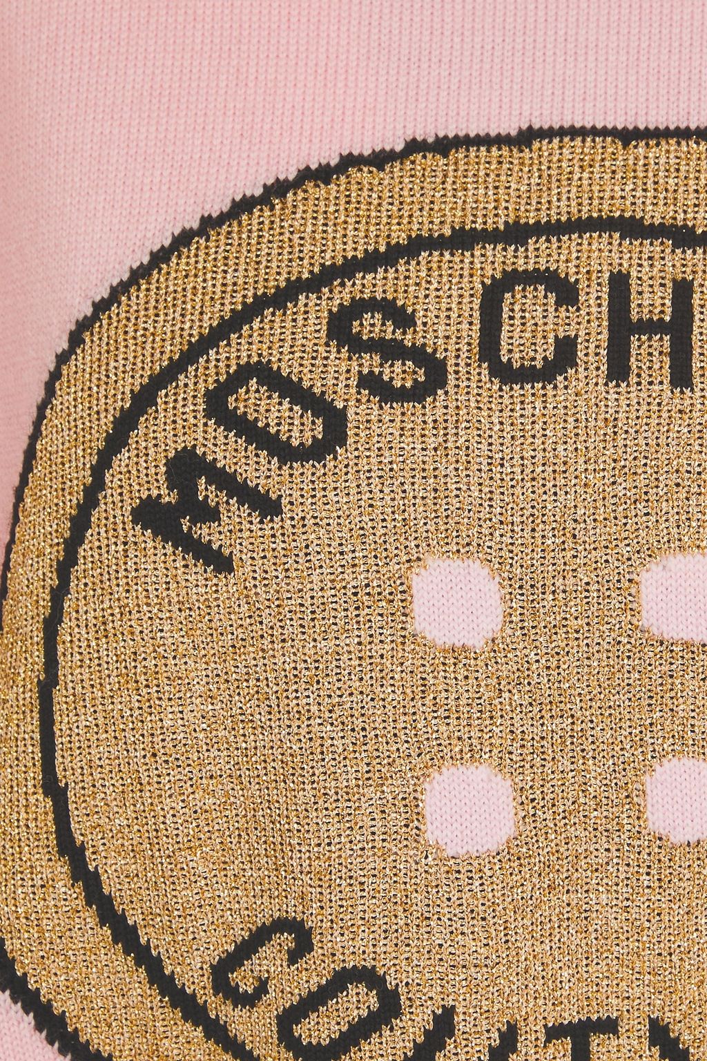 MOSCHINO سويتر من الصوف محبوك بطريقة إنتارسيا وبلون ميتاليك