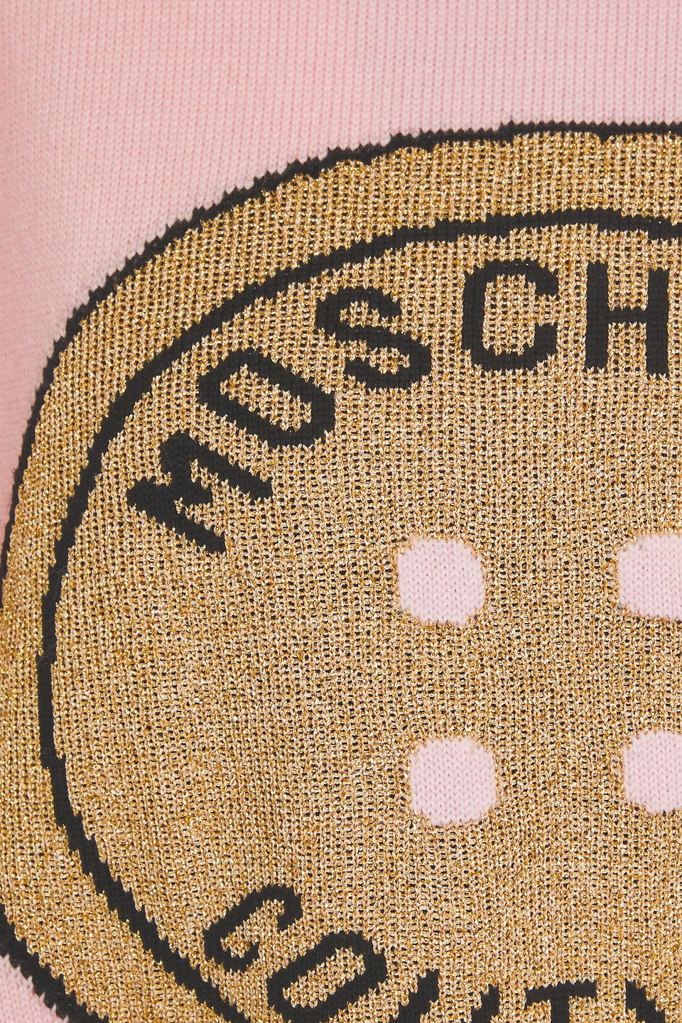 Moschino Metallic Intarsia Wool Sweater In Baby Pink