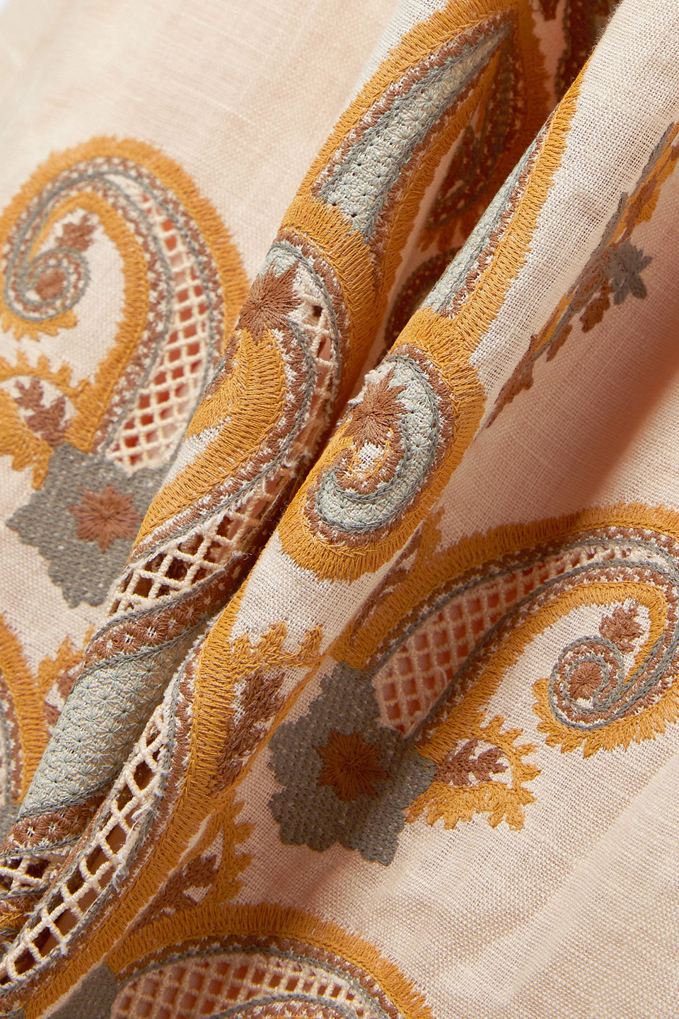 Zimmermann Devi Linen Midi Dress In Pastellorange