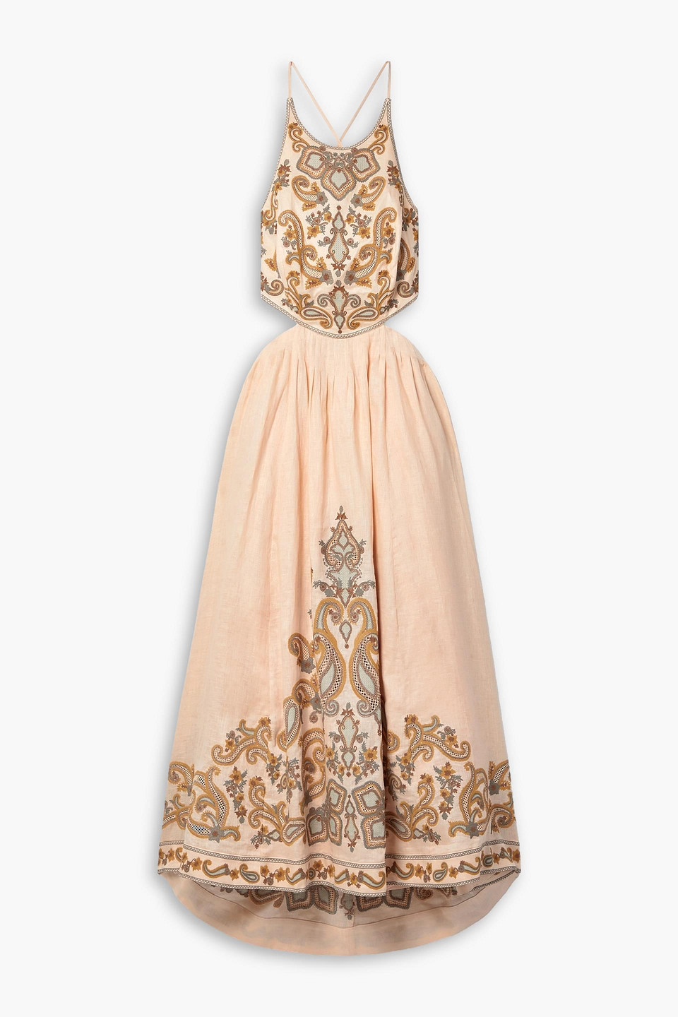 Zimmermann Devi Linen Midi Dress In Pastellorange