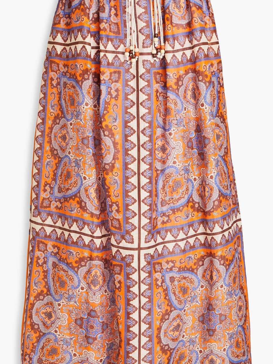 paisley-print linen maxi skirt