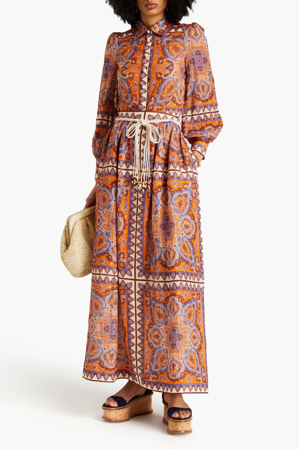 ZIMMERMANN تنورة طويلة من الكتّان مزينة بطبعة بيزلي