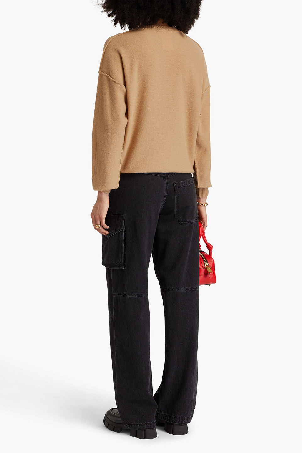 Moschino Logo-jacquard Wool Sweater In Camel