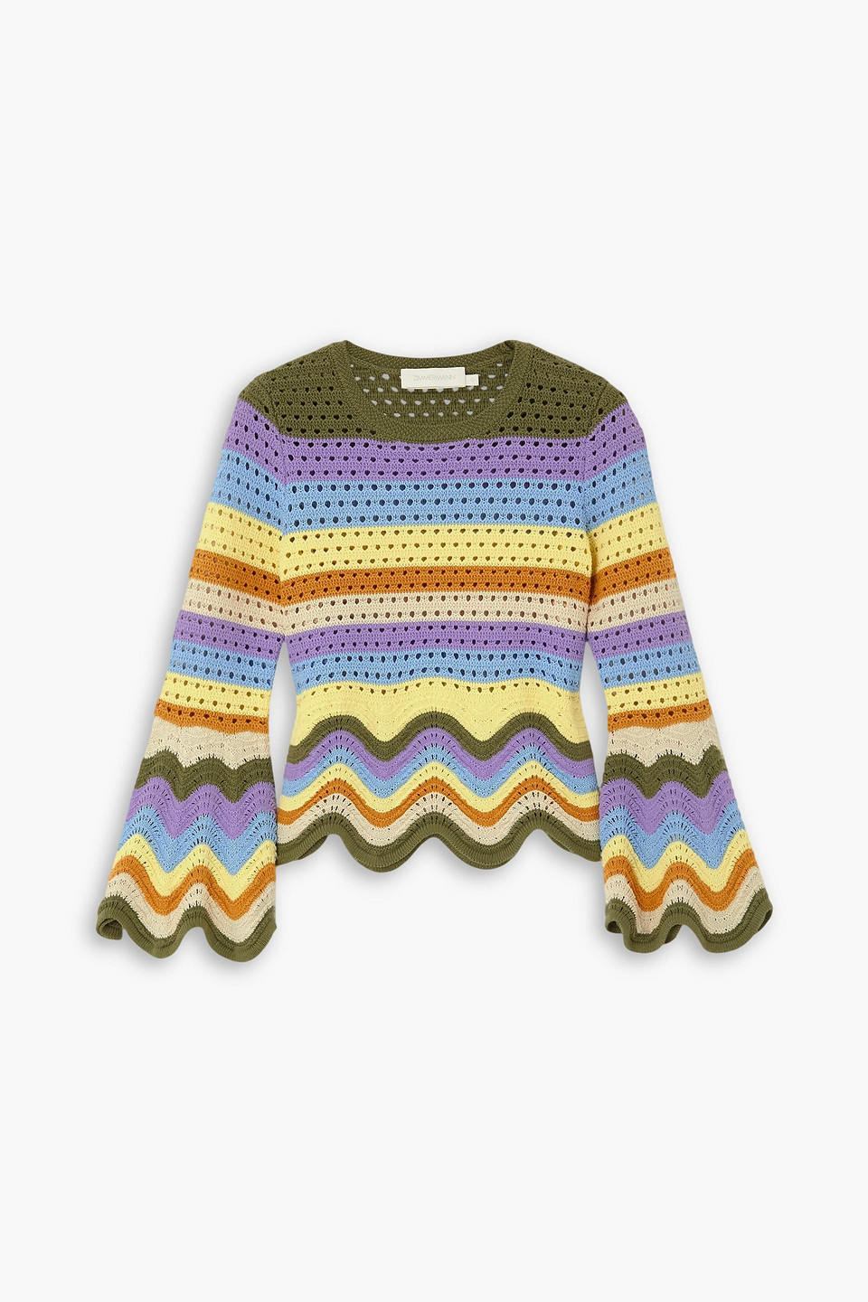 Zimmermann Raie Stripe Knit Top In Light Blue