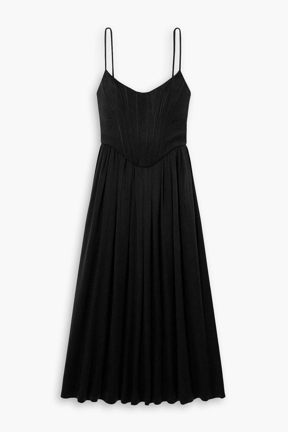 Zimmermann Zweilagiges Midikleid Aus Seide Mit Falten In Schwarz