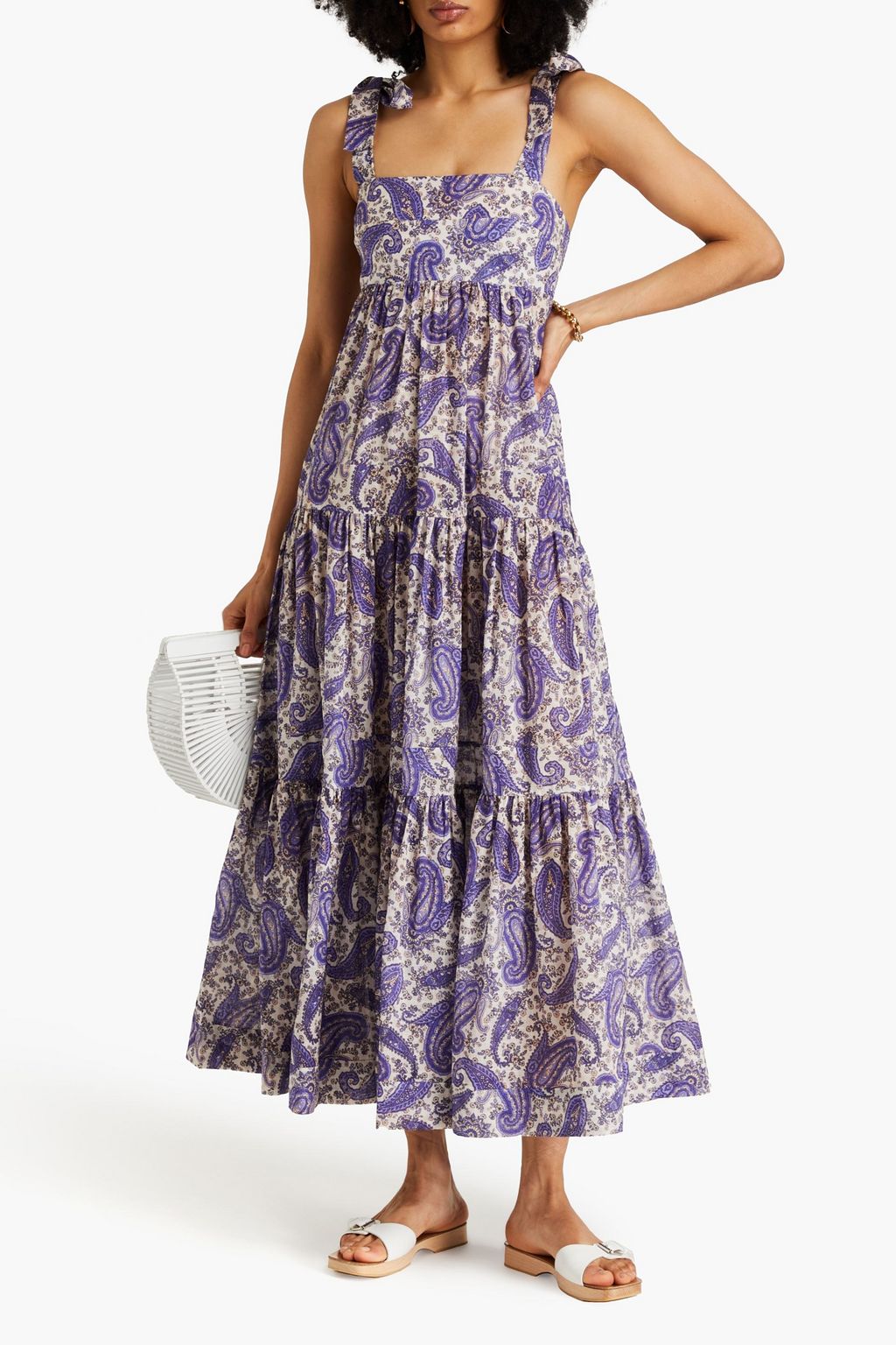 ZIMMERMANN Gathered paisley-print cotton midi dress