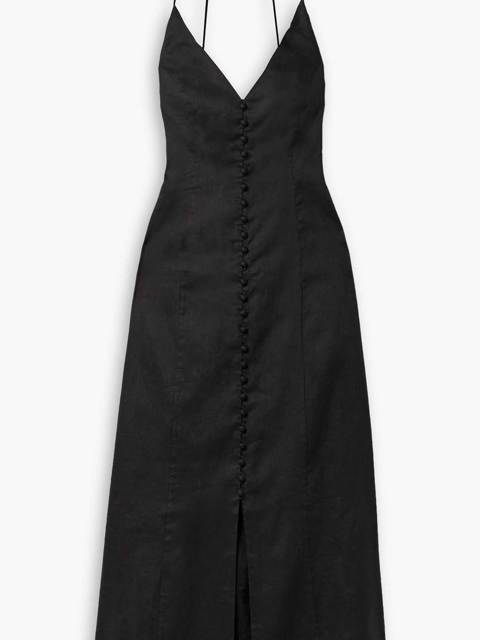 halcyon linen midi dress
